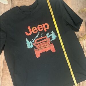 Jeep Black Tee with Red Truck and Teal Mountain Graphic unbranded no sizing tags